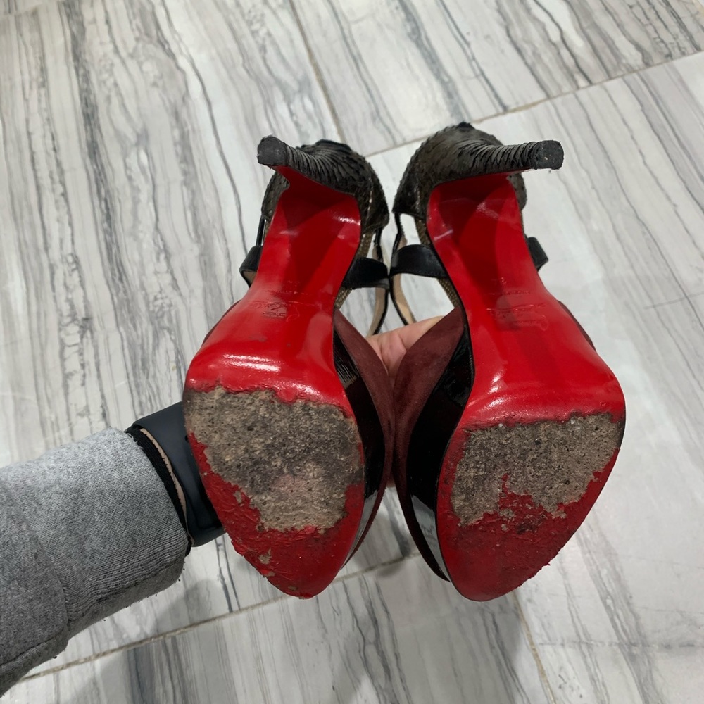 Christian Louboutin 150 Suede And Python Pumps - image 6